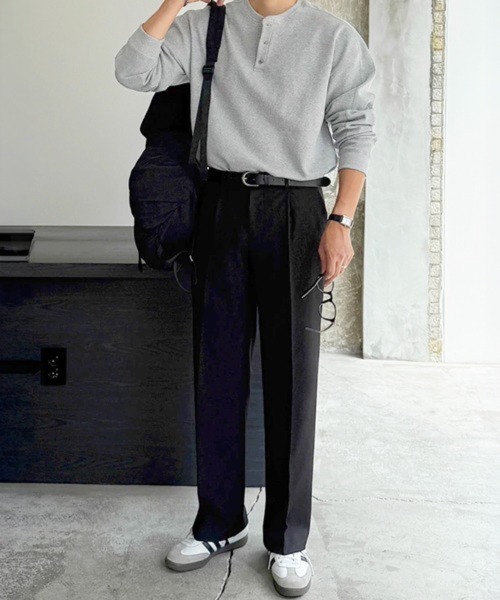 NOWLE(ノウル)の「【NOWLE】3ボタン ヘンリーネック リブ ロンT / ワッフル サーマル(Tシャツ/カットソー・メンズ・ブラック/グレー・MEDIUM/LARGE/X-LARGE)」の16枚目の写真