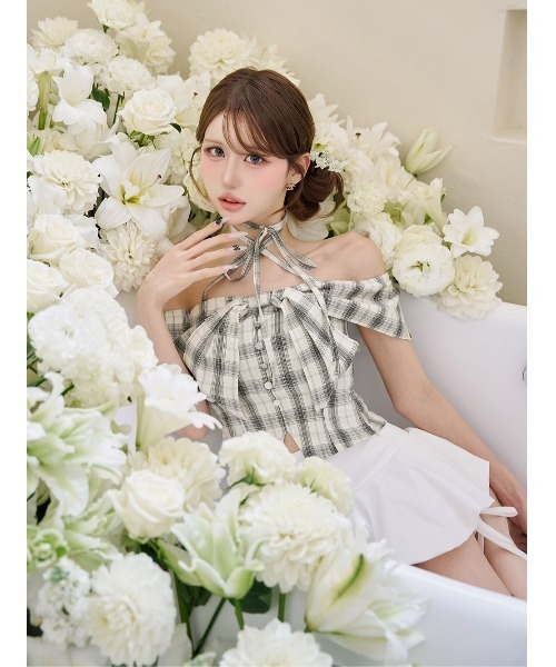 Darich（ダーリッチ）の「チェックリボンオフショルダートップス