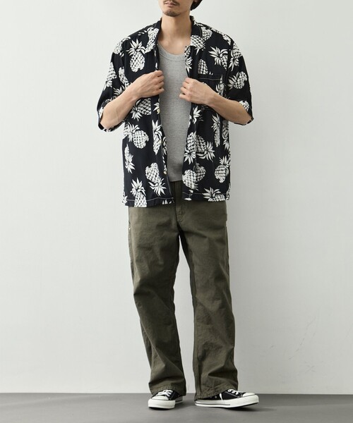 REMI RELIEF(レミレリーフ)の「【REMI RELIEF/レミレリーフ】パイナップル柄アロハシャツ(シャツ/ブラウス・メンズ・ブラック/ピンク・M/L/XL)」の7枚目の写真