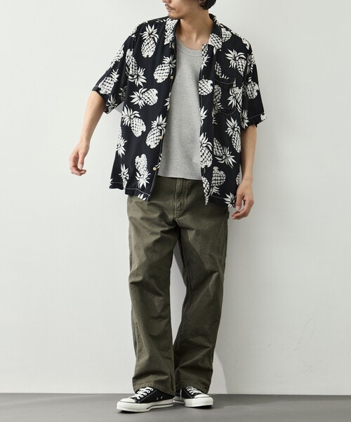 REMI RELIEF(レミレリーフ)の「【REMI RELIEF/レミレリーフ】パイナップル柄アロハシャツ(シャツ/ブラウス・メンズ・ブラック/ピンク・M/L/XL)」の8枚目の写真