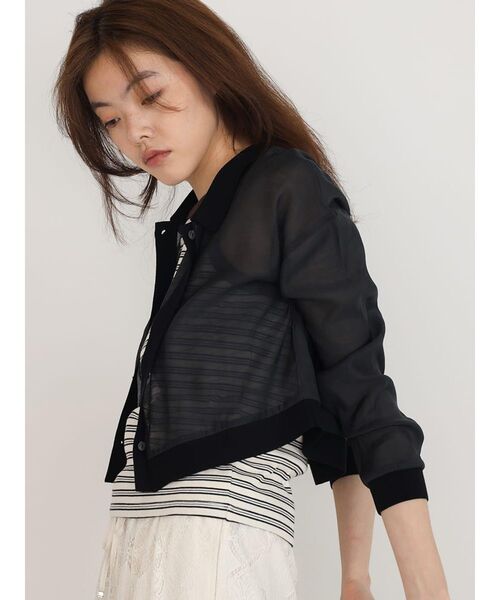 FIKA.(フィーカ)の「Bicolor sheer short cardigan(カーディガン/ボレロ・レディース・ブラック/ベージュ/ライトブルー・FREE)」の14枚目の写真