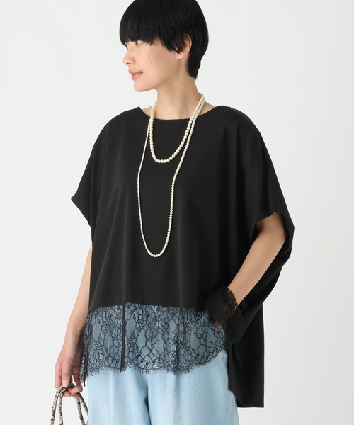 Elura（エルーラ）の「レースコンビTシャツ/753509（Tシャツ/カットソー・レディース・ダークブラウン/ブラック/ホワイト・FREE）」の2枚目の写真