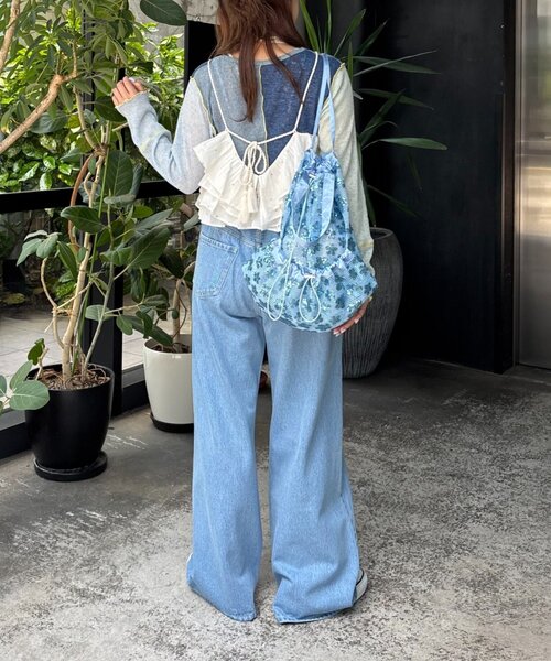 HELLO.SANFRANCISCO(ハローサンフランシスコ)の「【HELLO.SANFRANCISCO/ハローサンフランシスコ】ワッペン付ワイドデニム(デニムパンツ・レディース・サックスブルー/ブルー・MEDIUM/SMALL)」の6枚目の写真