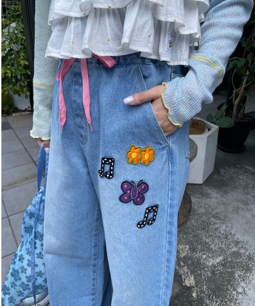 HELLO.SANFRANCISCO(ハローサンフランシスコ)の「【HELLO.SANFRANCISCO/ハローサンフランシスコ】ワッペン付ワイドデニム(デニムパンツ・レディース・サックスブルー/ブルー・MEDIUM/SMALL)」の14枚目の写真
