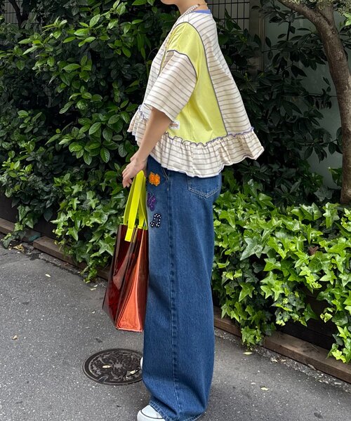 HELLO.SANFRANCISCO(ハローサンフランシスコ)の「【HELLO.SANFRANCISCO/ハローサンフランシスコ】ワッペン付ワイドデニム(デニムパンツ・レディース・サックスブルー/ブルー・MEDIUM/SMALL)」の18枚目の写真