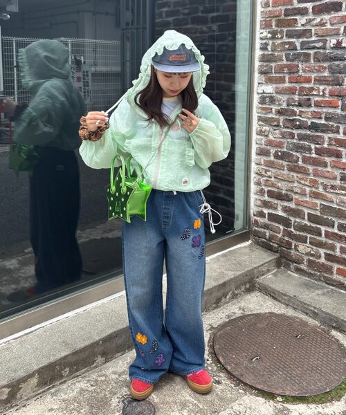 HELLO.SANFRANCISCO(ハローサンフランシスコ)の「【HELLO.SANFRANCISCO/ハローサンフランシスコ】ワッペン付ワイドデニム(デニムパンツ・レディース・サックスブルー/ブルー・MEDIUM/SMALL)」の11枚目の写真