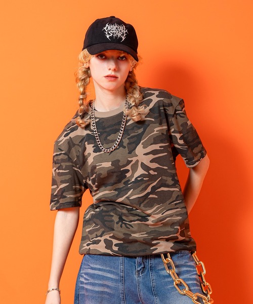 a.p.o.v.(エーピーオービー)の「a.p.o.v. ルーズ短丈カモフラTシャツ(Tシャツ/カットソー・メンズ・ブラック/ブラウン・ONESIZE)」の1枚目の写真