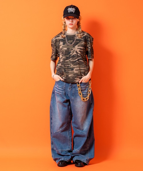 a.p.o.v.(エーピーオービー)の「a.p.o.v. ルーズ短丈カモフラTシャツ(Tシャツ/カットソー・メンズ・ブラック/ブラウン・ONESIZE)」の4枚目の写真