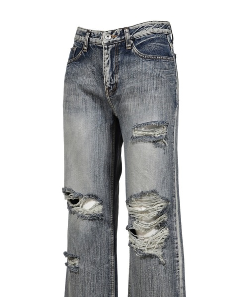 BOHEMSEO(ボヘミアンソウル)の「HIGHLIGHT DAMAGE WIDE PANTS(その他パンツ・レディース・ブルー/グレー・LARGE/MEDIUM/SMALL)」の5枚目の写真