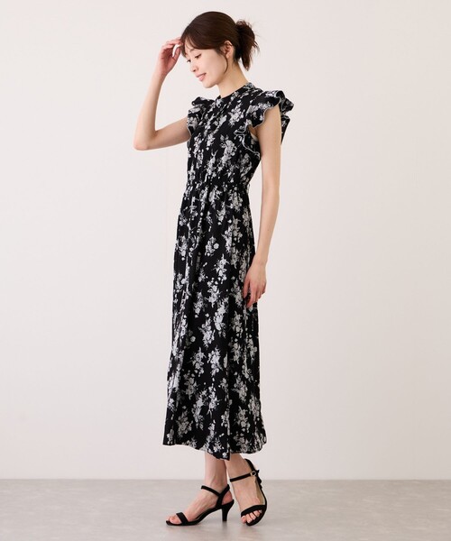 Jayro(ジャイロ)の「花柄プリント袖フリルワンピース(ワンピース・レディース・ブラック系その他・M)」の3枚目の写真