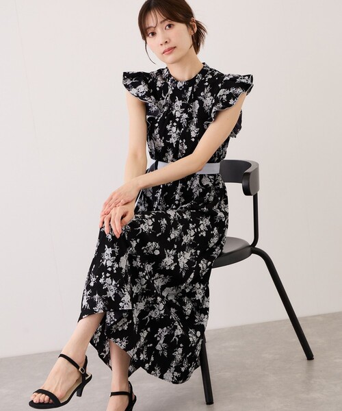 Jayro(ジャイロ)の「花柄プリント袖フリルワンピース(ワンピース・レディース・ブラック系その他・M)」の9枚目の写真
