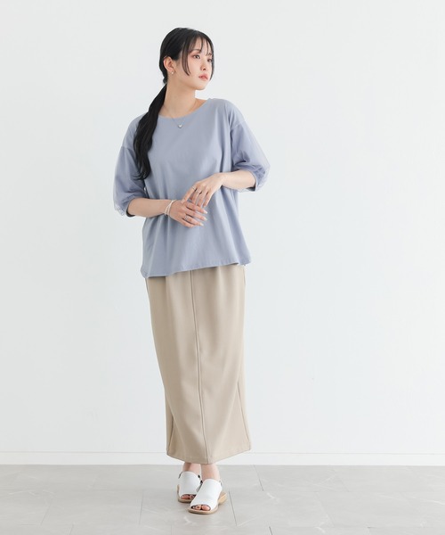 n'OrLABEL(ノアールレーベル)の「【汗じみ防止】チュールぽわん袖カットソー(Tシャツ/カットソー・レディース・ライトブルー/オフホワイト/ブラック/グレイッシュベージュ・2/1)」の10枚目の写真