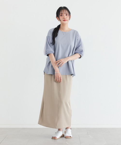n'OrLABEL(ノアールレーベル)の「【汗じみ防止】チュールぽわん袖カットソー(Tシャツ/カットソー・レディース・ライトブルー/オフホワイト/ブラック/グレイッシュベージュ・2/1)」の13枚目の写真