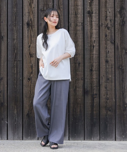 n'OrLABEL(ノアールレーベル)の「【汗じみ防止】チュールぽわん袖カットソー(Tシャツ/カットソー・レディース・ライトブルー/オフホワイト/ブラック/グレイッシュベージュ・2/1)」の19枚目の写真
