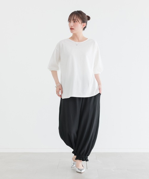 n'OrLABEL(ノアールレーベル)の「【汗じみ防止】チュールぽわん袖カットソー(Tシャツ/カットソー・レディース・ライトブルー/オフホワイト/ブラック/グレイッシュベージュ・2/1)」の21枚目の写真