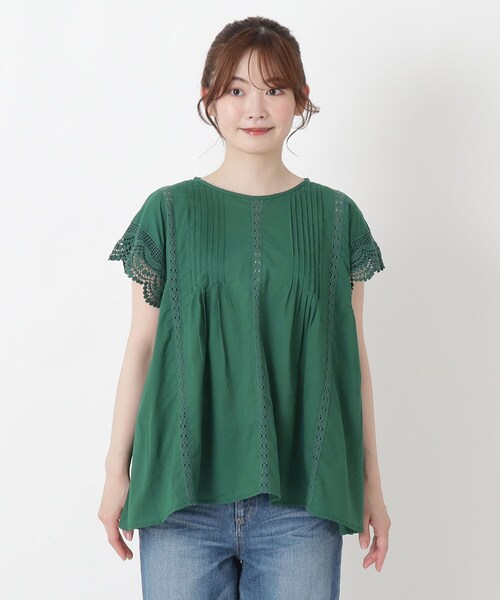 one'sterrace(ワンズテラス)の「レース ピンタック ノースリーブブラウス(シャツ/ブラウス・レディース・ネイビー系5/ブラック系8/グリーン系その他6・02)」の17枚目の写真