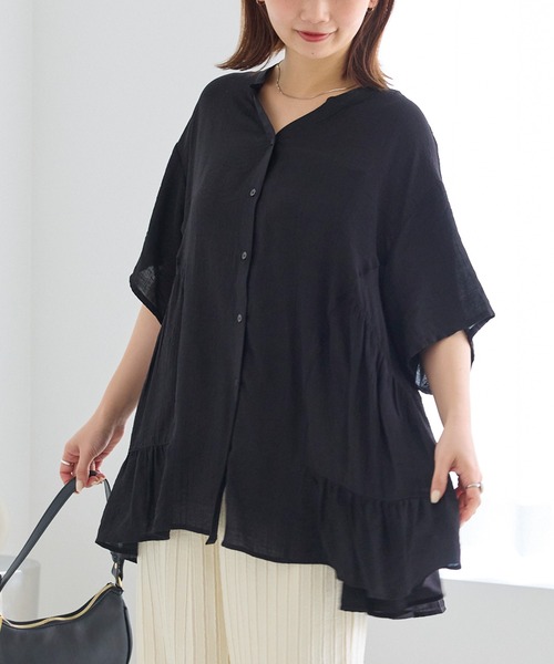 LAVEANGE（ラビアンジェ）の「切替ティアードチュニックブラウス（シャツ/ブラウス・レディース・ブラック/グリーン/ブラウン・M/5L/4L/3L/LL）」の13枚目の写真