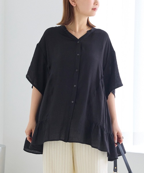 LAVEANGE（ラビアンジェ）の「切替ティアードチュニックブラウス（シャツ/ブラウス・レディース・ブラック/グリーン/ブラウン・M/5L/4L/3L/LL）」の14枚目の写真