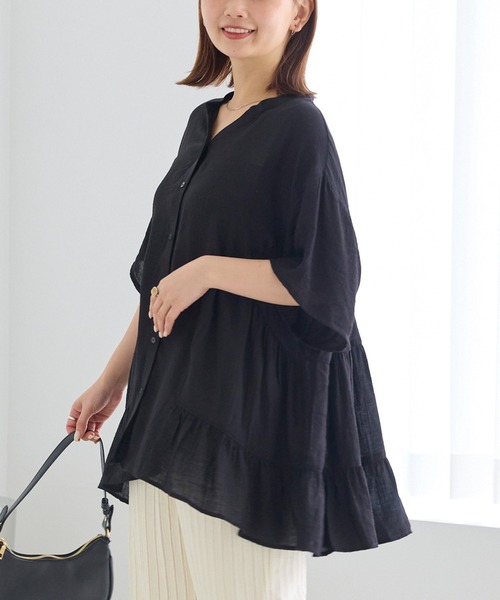 LAVEANGE（ラビアンジェ）の「切替ティアードチュニックブラウス（シャツ/ブラウス・レディース・ブラック/グリーン/ブラウン・M/5L/4L/3L/LL）」の15枚目の写真