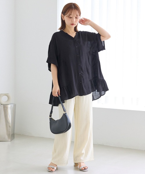 LAVEANGE（ラビアンジェ）の「切替ティアードチュニックブラウス（シャツ/ブラウス・レディース・ブラック/グリーン/ブラウン・M/5L/4L/3L/LL）」の17枚目の写真