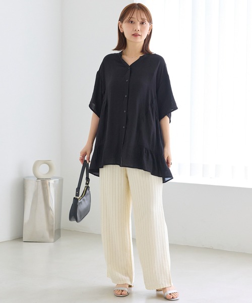 LAVEANGE（ラビアンジェ）の「切替ティアードチュニックブラウス（シャツ/ブラウス・レディース・ブラック/グリーン/ブラウン・M/5L/4L/3L/LL）」の18枚目の写真