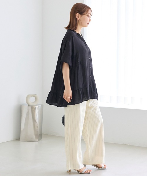 LAVEANGE（ラビアンジェ）の「切替ティアードチュニックブラウス（シャツ/ブラウス・レディース・ブラック/グリーン/ブラウン・M/5L/4L/3L/LL）」の19枚目の写真