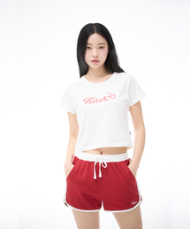 ワーディングクロップピグメントTシャツ[ホワイト]
