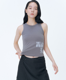 Photo album graphic sleeveless CHARCOAL