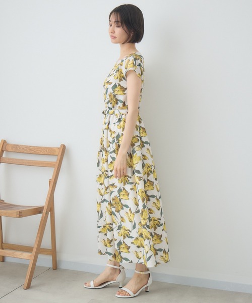 KATHARINE ROSS（キャサリンロス）の「【UVカット/速乾】中花プリントワンピース（ワンピース・レディース・イエロー/モカ・MEDIUM）」の13枚目の写真