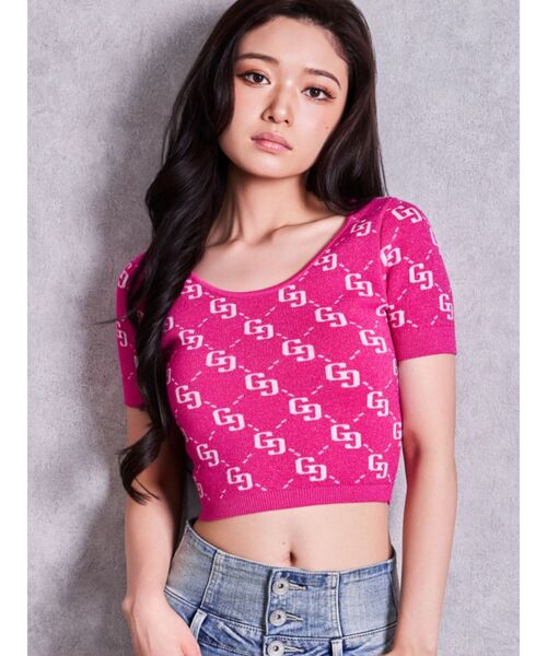GYDA(ジェイダ)の「GG jacquardラメニットトップス(ニット/セーター・レディース・オフホワイト/ピンク/ブラック・FREE)」の3枚目の写真