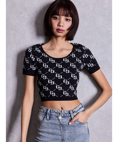 GYDA(ジェイダ)の「GG jacquardラメニットトップス(ニット/セーター・レディース・オフホワイト/ピンク/ブラック・FREE)」の4枚目の写真