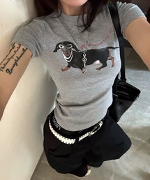 犬モチーフ クルーネックＴシャツ