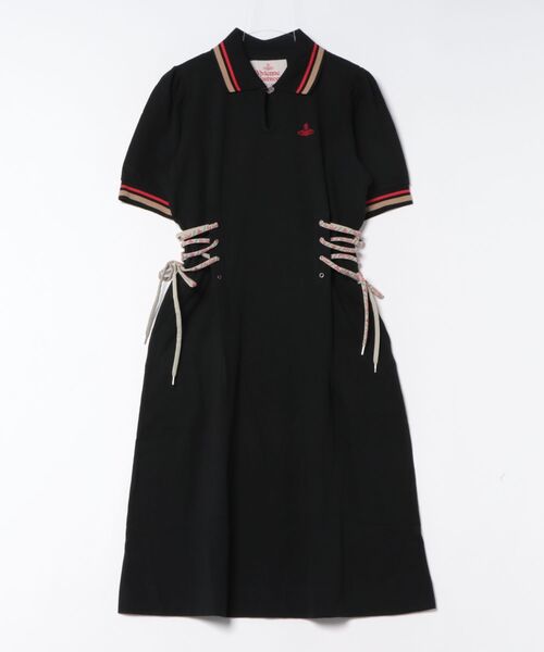Vivienne Westwood(ヴィヴィアンウエストウッド)の「オールドコットンジャージーサイドレースアップポロワンピース(ワンピース・レディース・ブラック/ブルー・FREE)」の1枚目の写真