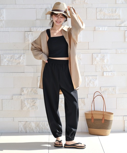 TeddyShop(テディショップ)の「【UVカット率99%以上/UPF50+/接触・急速冷感/水陸両用/大きいサイズ有】裾ゴム テーパードラッシュガードパンツ レディース(ラッシュガード・レディース・ブラック/カーキ/ホワイト/ダークグレー・L/LL/M/S)」の13枚目の写真