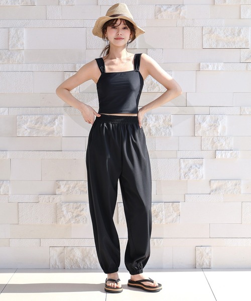 TeddyShop(テディショップ)の「【UVカット率99%以上/UPF50+/接触・急速冷感/水陸両用/大きいサイズ有】裾ゴム テーパードラッシュガードパンツ レディース(ラッシュガード・レディース・ブラック/カーキ/ホワイト/ダークグレー・L/LL/M/S)」の14枚目の写真