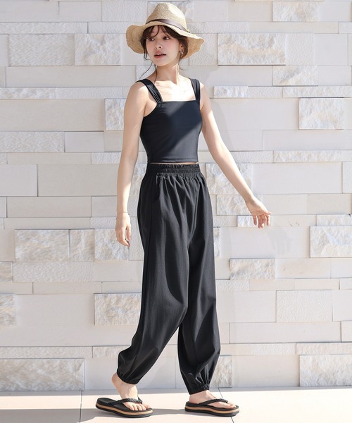 TeddyShop(テディショップ)の「【UVカット率99%以上/UPF50+/接触・急速冷感/水陸両用/大きいサイズ有】裾ゴム テーパードラッシュガードパンツ レディース(ラッシュガード・レディース・ブラック/カーキ/ホワイト/ダークグレー・L/LL/M/S)」の15枚目の写真