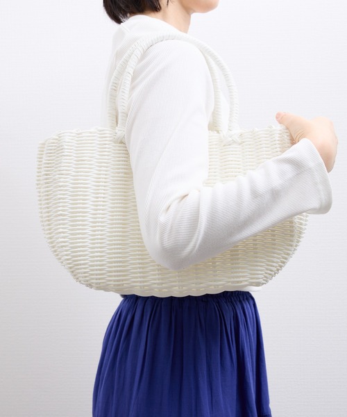 COMMON WARE(コモンウェアー)の「MRW : プリュクス かごバッグ 重量約300g(かごバッグ・レディース・チャコールグレー/ホワイト/ベージュ/グレー・FREE)」の18枚目の写真