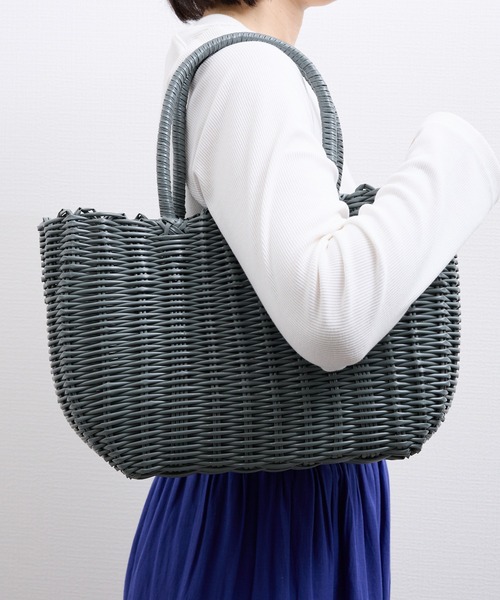 COMMON WARE(コモンウェアー)の「MRW : プリュクス かごバッグ 重量約300g(かごバッグ・レディース・チャコールグレー/ホワイト/ベージュ/グレー・FREE)」の22枚目の写真