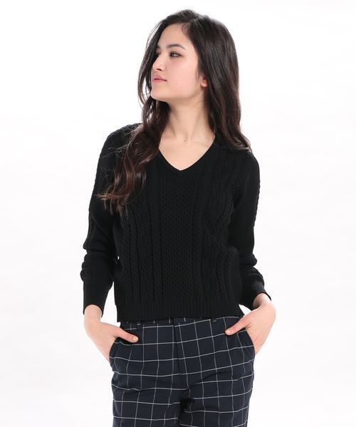 ROPE' PICNIC（ロペピクニック）の「ポリエステルストレッチケーブル（ニット/セーター・レディース・ホワイト/ブラック/ブルー・38）」の3枚目の写真