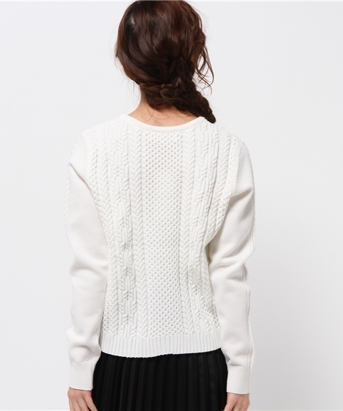 ROPE' PICNIC（ロペピクニック）の「ポリエステルストレッチケーブル（ニット/セーター・レディース・ホワイト/ブラック/ブルー・38）」の6枚目の写真