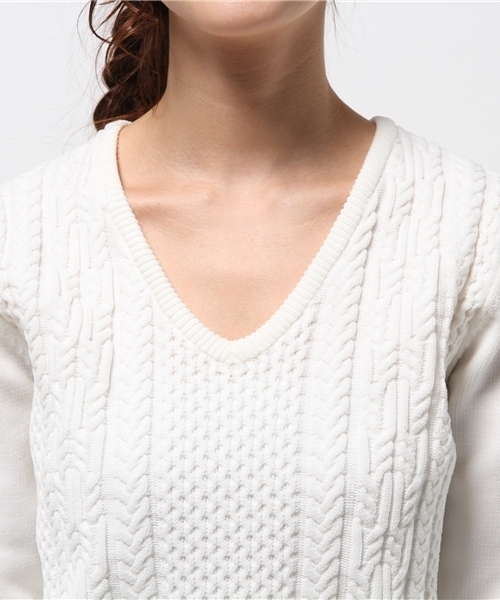 ROPE' PICNIC（ロペピクニック）の「ポリエステルストレッチケーブル（ニット/セーター・レディース・ホワイト/ブラック/ブルー・38）」の7枚目の写真