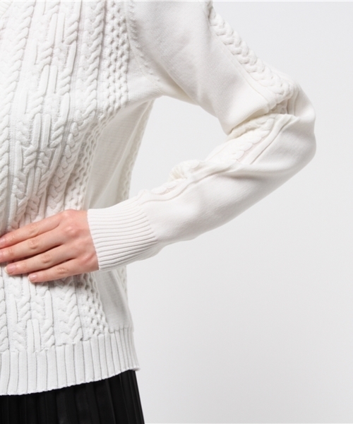 ROPE' PICNIC（ロペピクニック）の「ポリエステルストレッチケーブル（ニット/セーター・レディース・ホワイト/ブラック/ブルー・38）」の8枚目の写真