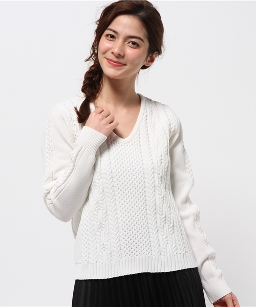 ROPE' PICNIC（ロペピクニック）の「ポリエステルストレッチケーブル（ニット/セーター・レディース・ホワイト/ブラック/ブルー・38）」の11枚目の写真