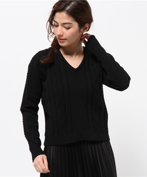 ROPE' PICNIC（ロペピクニック）の「ポリエステルストレッチケーブル（ニット/セーター・レディース・ホワイト/ブラック/ブルー・38）」の12枚目の写真