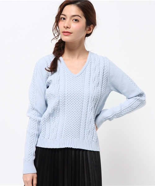 ROPE' PICNIC（ロペピクニック）の「ポリエステルストレッチケーブル（ニット/セーター・レディース・ホワイト/ブラック/ブルー・38）」の13枚目の写真