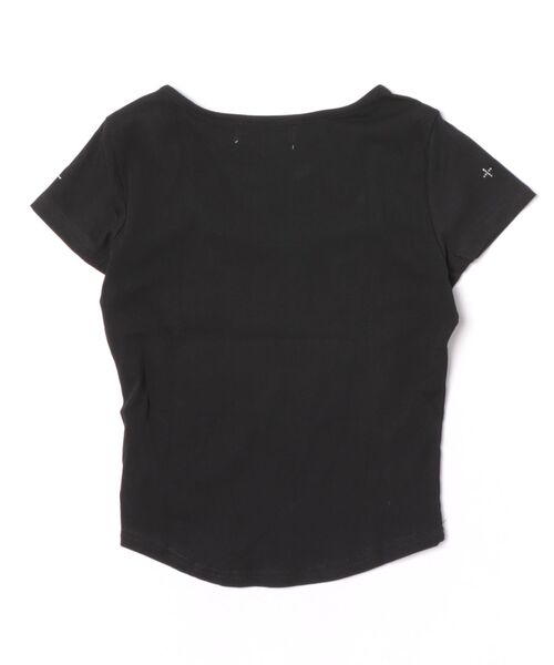 BARELY BLUE(ベアリーブルー)の「【 BARELY BLUE / ベアリーブルー 】 クロス ビジュー クロップド 半袖 Tシャツ(Tシャツ/カットソー・レディース・ブラック/ホワイト・FREE)」の4枚目の写真