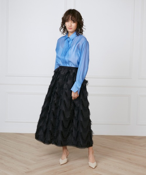 INED(イネド)の「オーガンジーシャツ《la veille by SUPERIOR CLOSET》(シャツ/ブラウス・レディース・ブラック/オフホワイト/サックスブルー・7号/9号)」の4枚目の写真