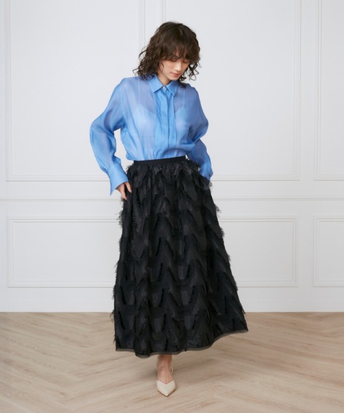 INED(イネド)の「オーガンジーシャツ《la veille by SUPERIOR CLOSET》(シャツ/ブラウス・レディース・ブラック/オフホワイト/サックスブルー・7号/9号)」の5枚目の写真