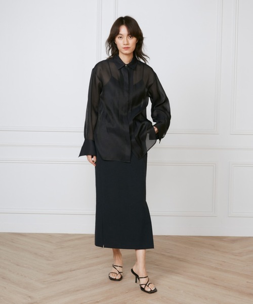 INED(イネド)の「オーガンジーシャツ《la veille by SUPERIOR CLOSET》(シャツ/ブラウス・レディース・ブラック/オフホワイト/サックスブルー・7号/9号)」の12枚目の写真