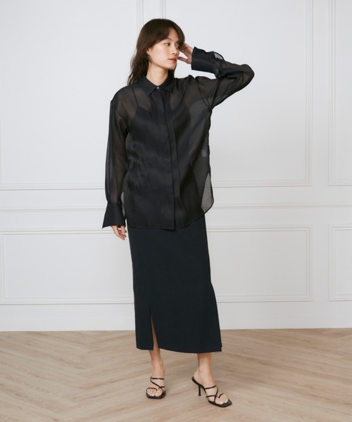 INED(イネド)の「オーガンジーシャツ《la veille by SUPERIOR CLOSET》(シャツ/ブラウス・レディース・ブラック/オフホワイト/サックスブルー・7号/9号)」の13枚目の写真